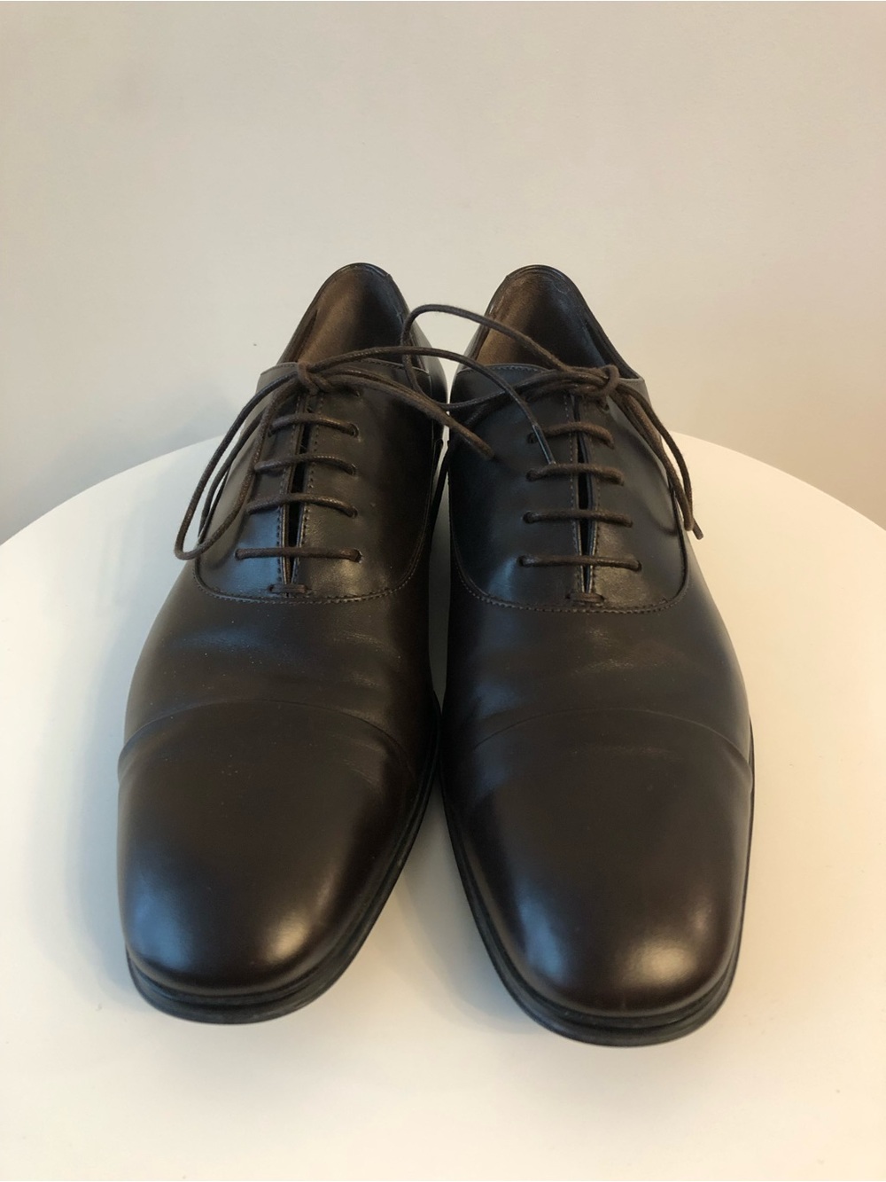 Salvatore Ferragamo Dark Brown Leather Lace-Up Oxfords
